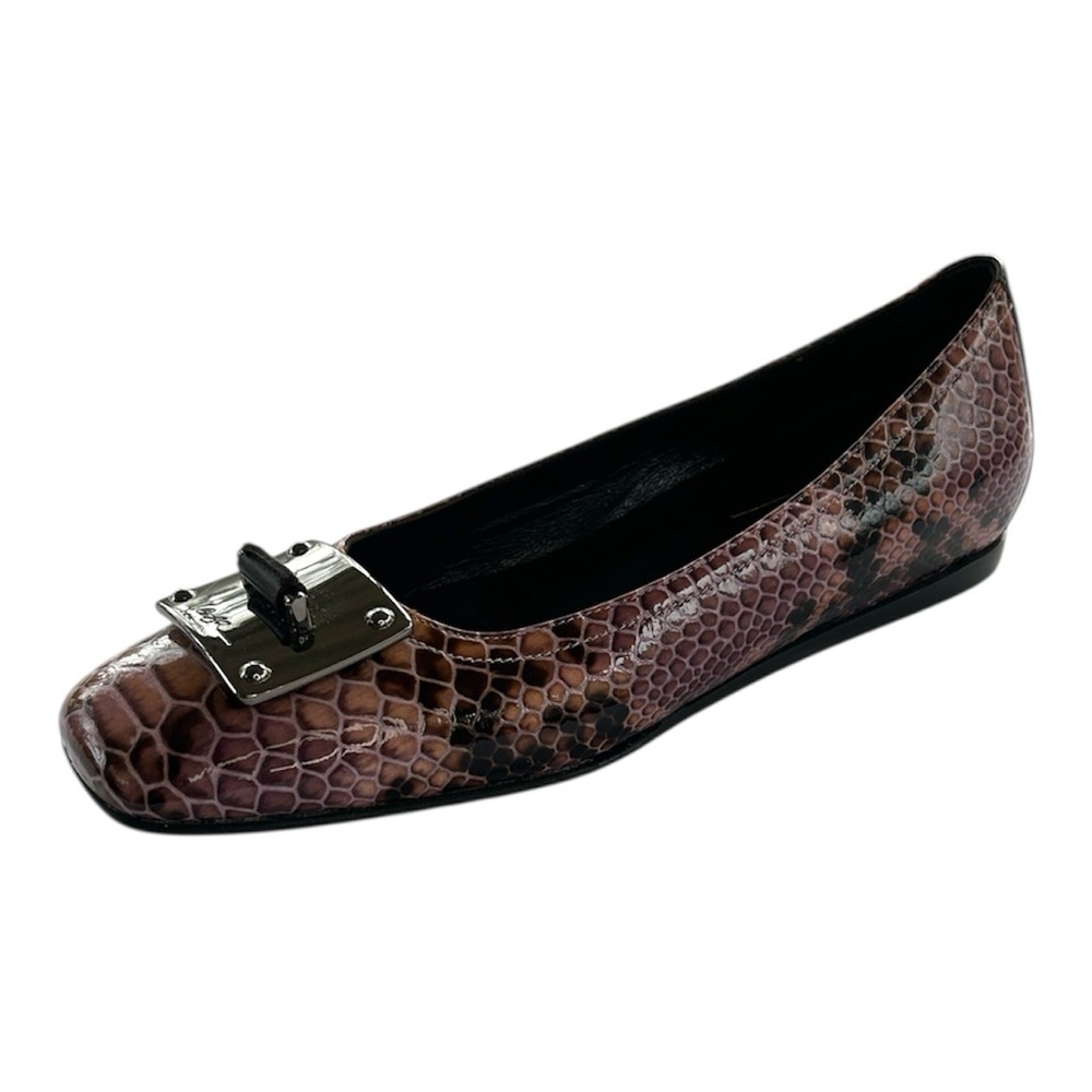 Donald Pliner Purple Ana Python Embossed Leather Flats Size 6